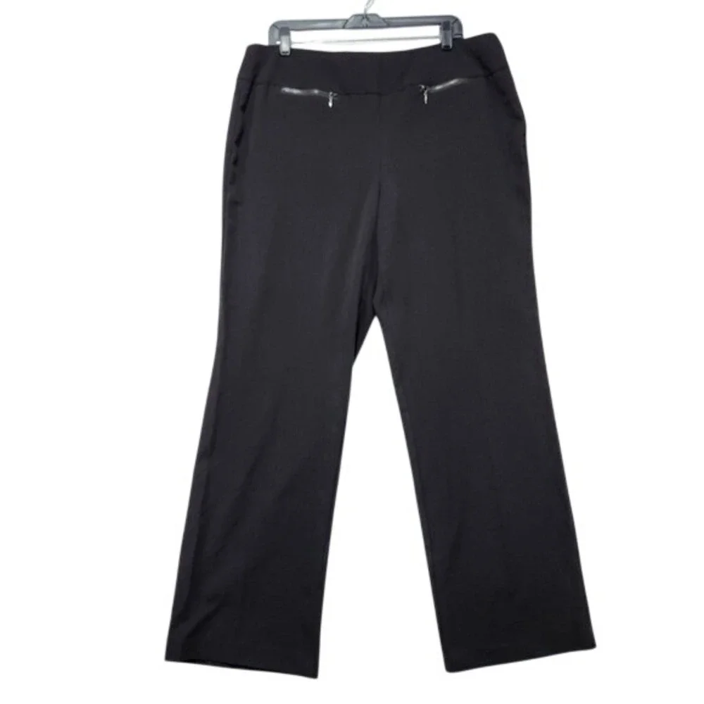 Harbor Bay Collection Women Black Straight Leg‎ Zipper Pocket Pants Plus Size 16
